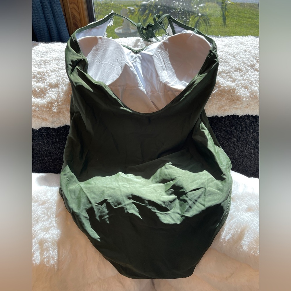 BLOOMINGJELLY One Piece Swimsuit Lace Vintage Halter In Hunter Green XL - Picture 9 of 12